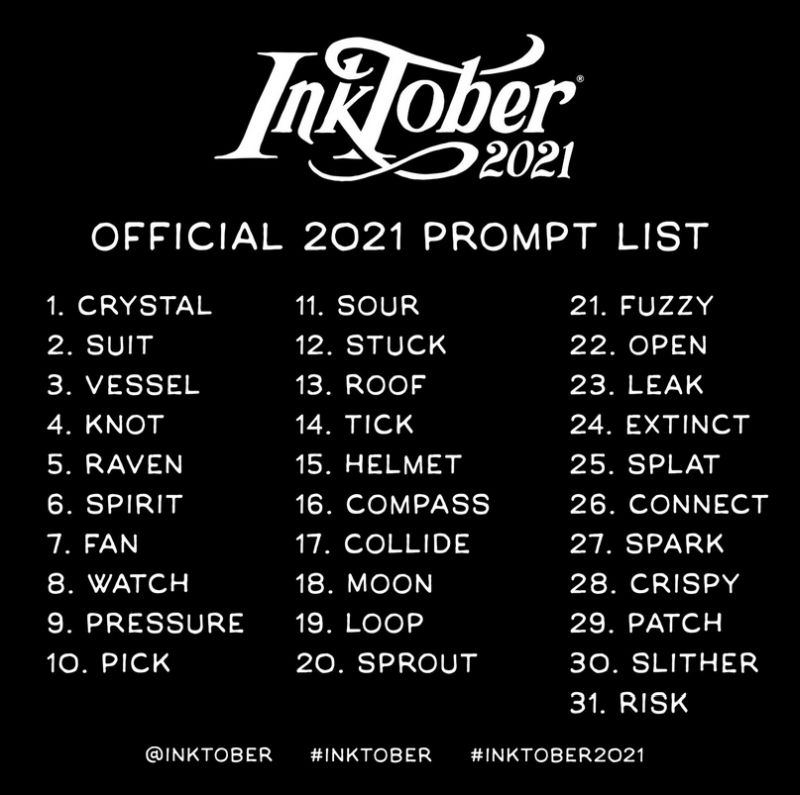 Inktober 2021 Prompt List